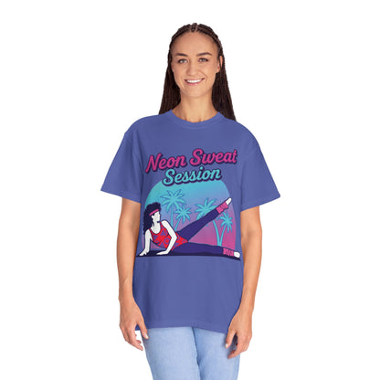 Neon Sweat Session Retro 80s Aerobics Graphic Tee | Vintage Workout Shirt