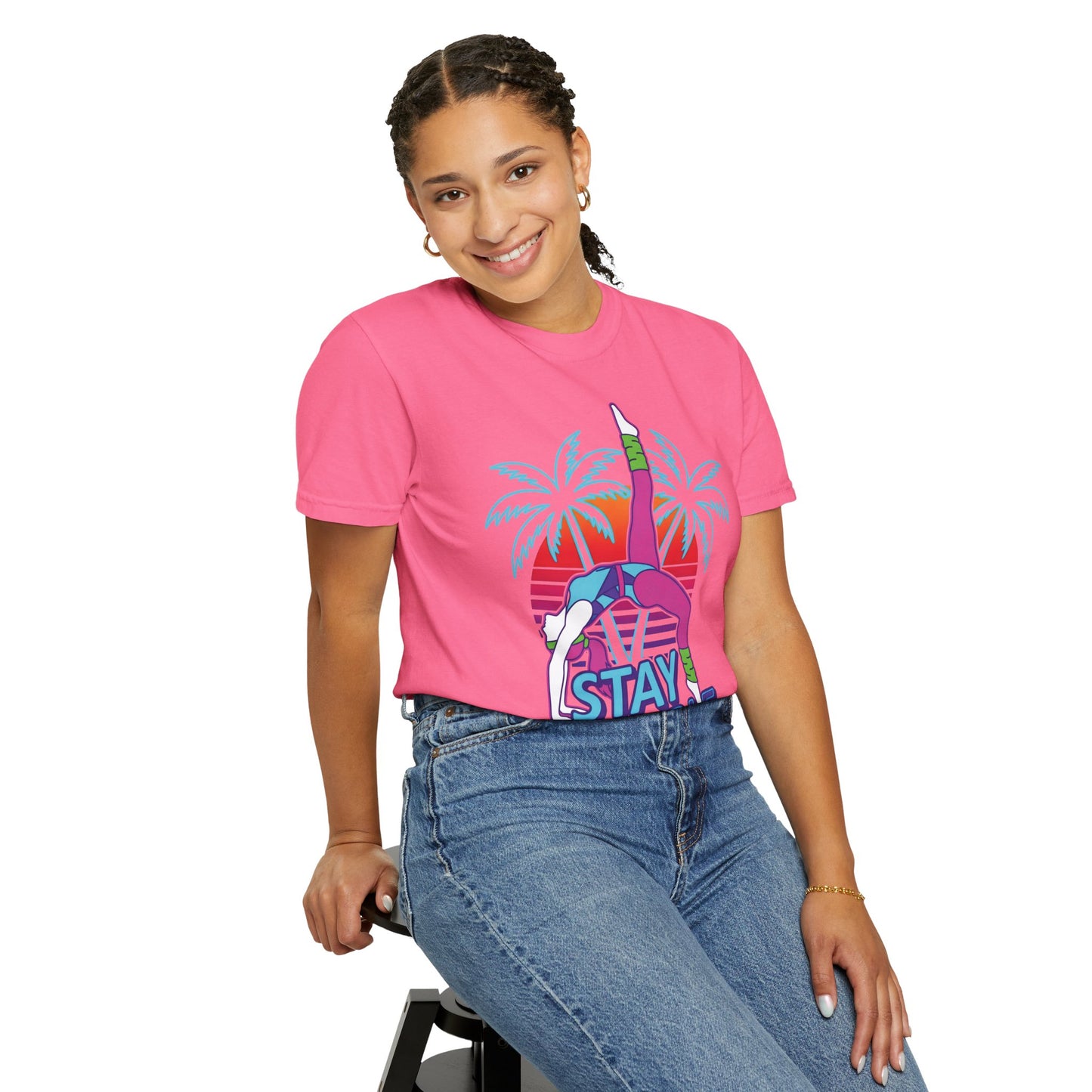 Stay Flexible Retro 80s Backbend Graphic Tee | Vintage Workout Shirt Women