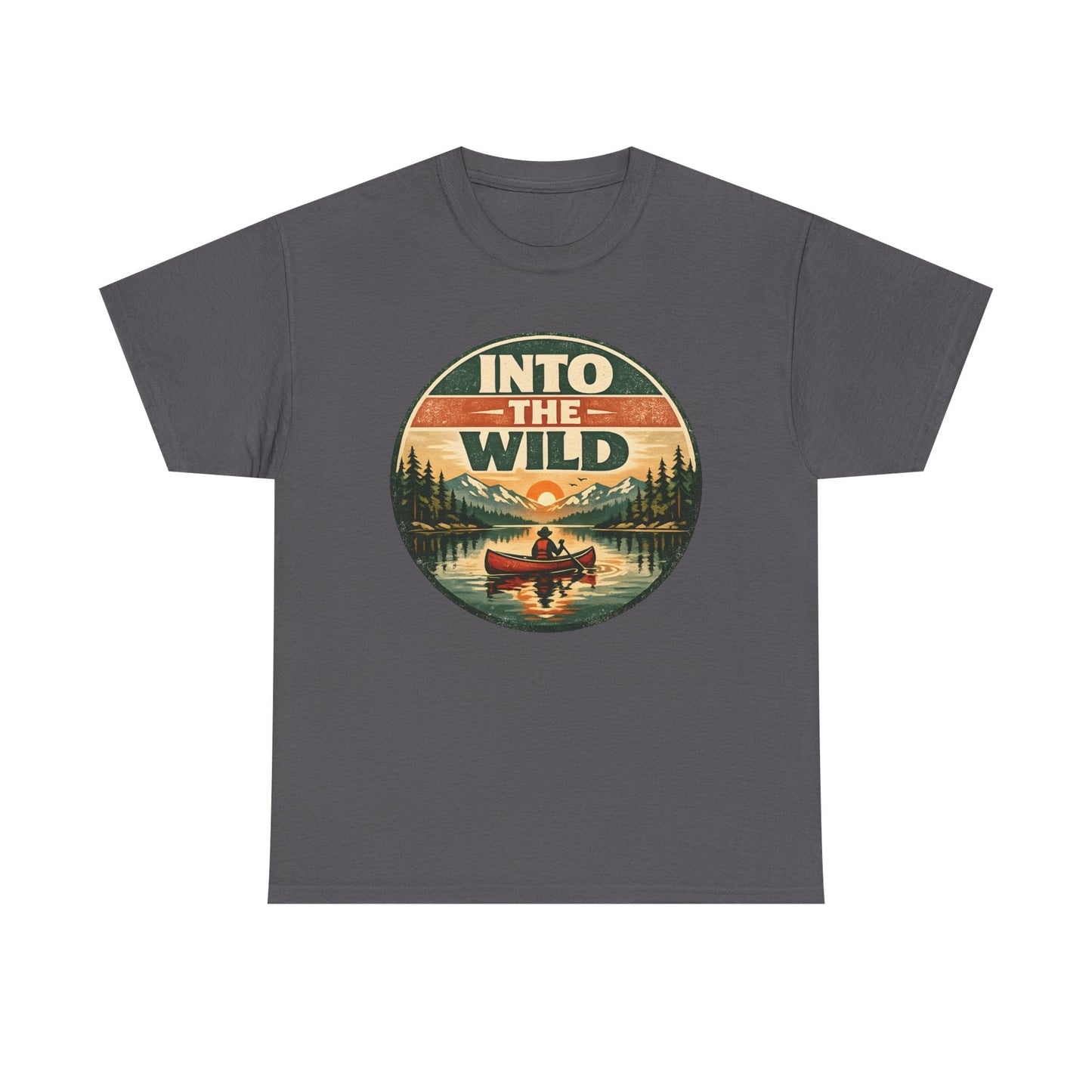 Into the Wild Canoe Badge Tee | Vintage Outdoor Graphic Shirt | Camping Adventure Gift