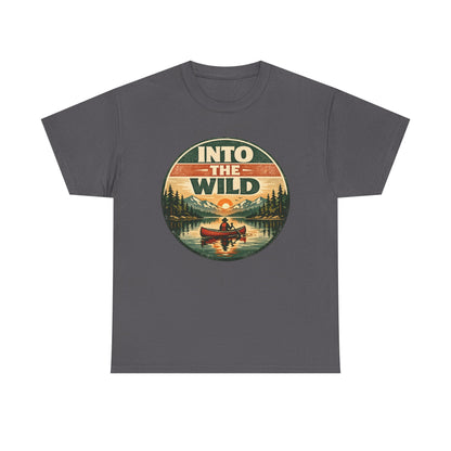 Into the Wild Canoe Badge Tee | Vintage Outdoor Graphic Shirt | Camping Adventure Gift