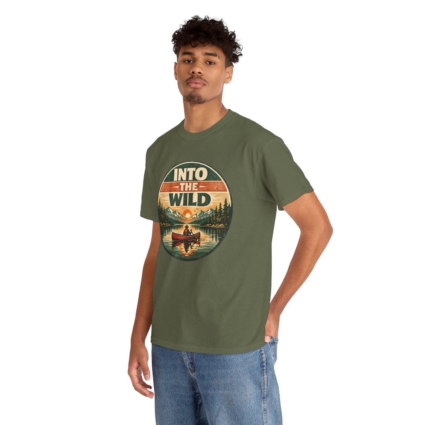 Into the Wild Canoe Badge Tee | Vintage Outdoor Graphic Shirt | Camping Adventure Gift