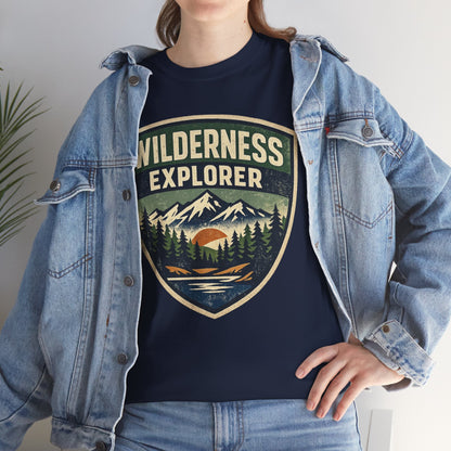Wilderness Explorer Shield badge Tee | Retro Outdoor Adventure design | Hiking