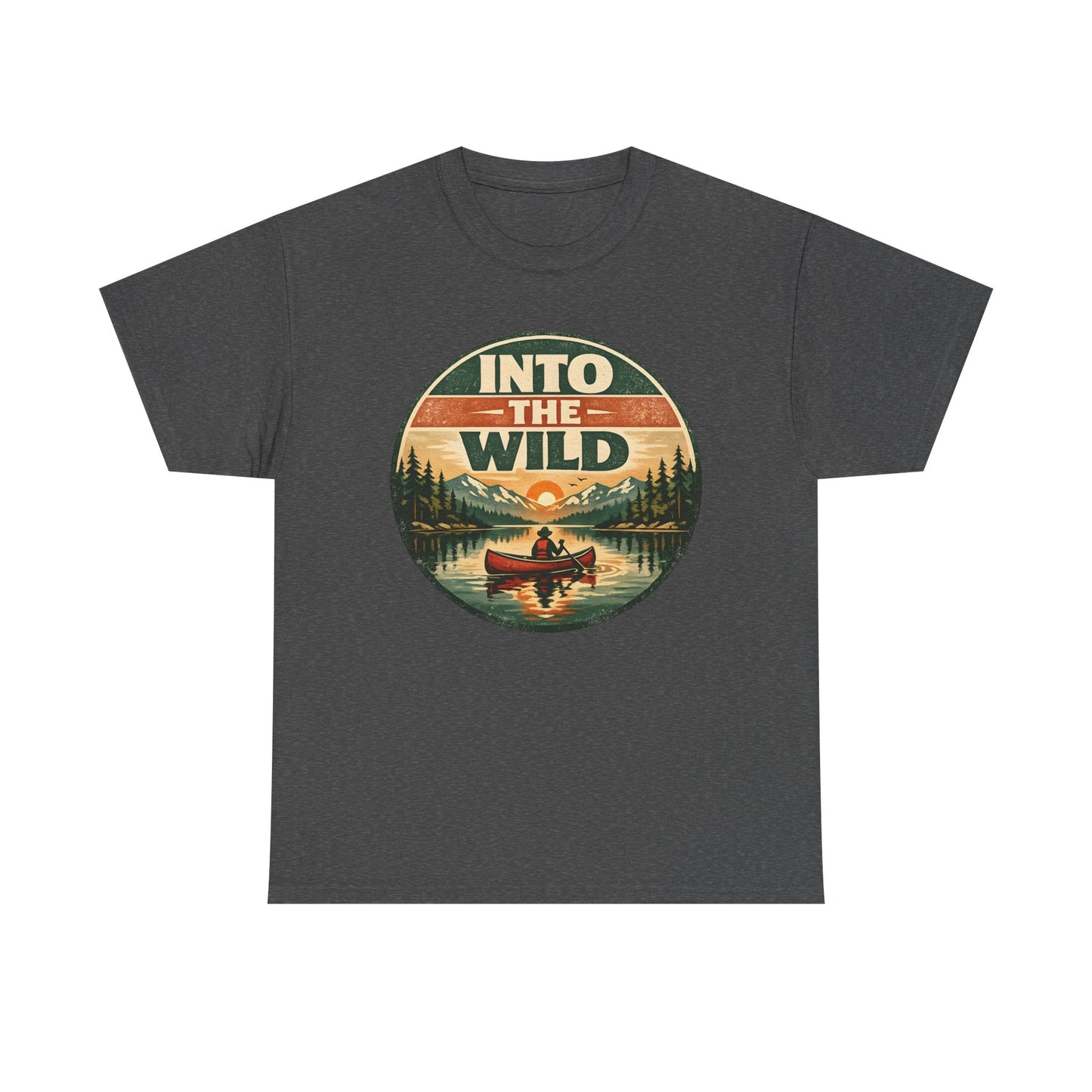 Into the Wild Canoe Badge Tee | Vintage Outdoor Graphic Shirt | Camping Adventure Gift