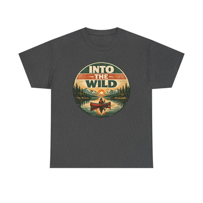 Into the Wild Canoe Badge Tee | Vintage Outdoor Graphic Shirt | Camping Adventure Gift