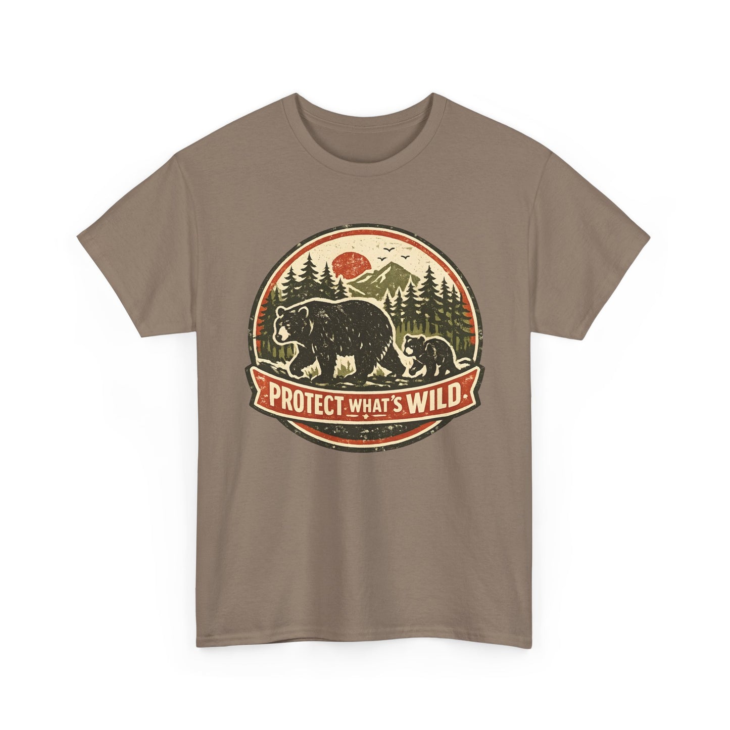 Bear and Cub Retro Badge Tee | Protect What's Wild | Wildlife Lover Gift | Unisex