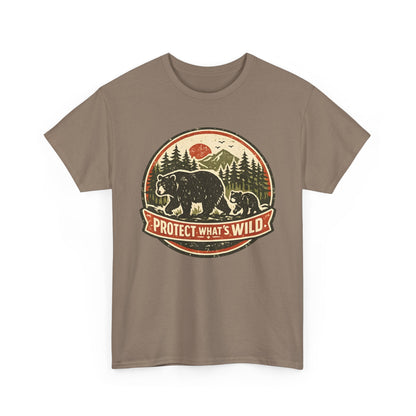 Bear and Cub Retro Badge Tee | Protect What's Wild | Wildlife Lover Gift | Unisex