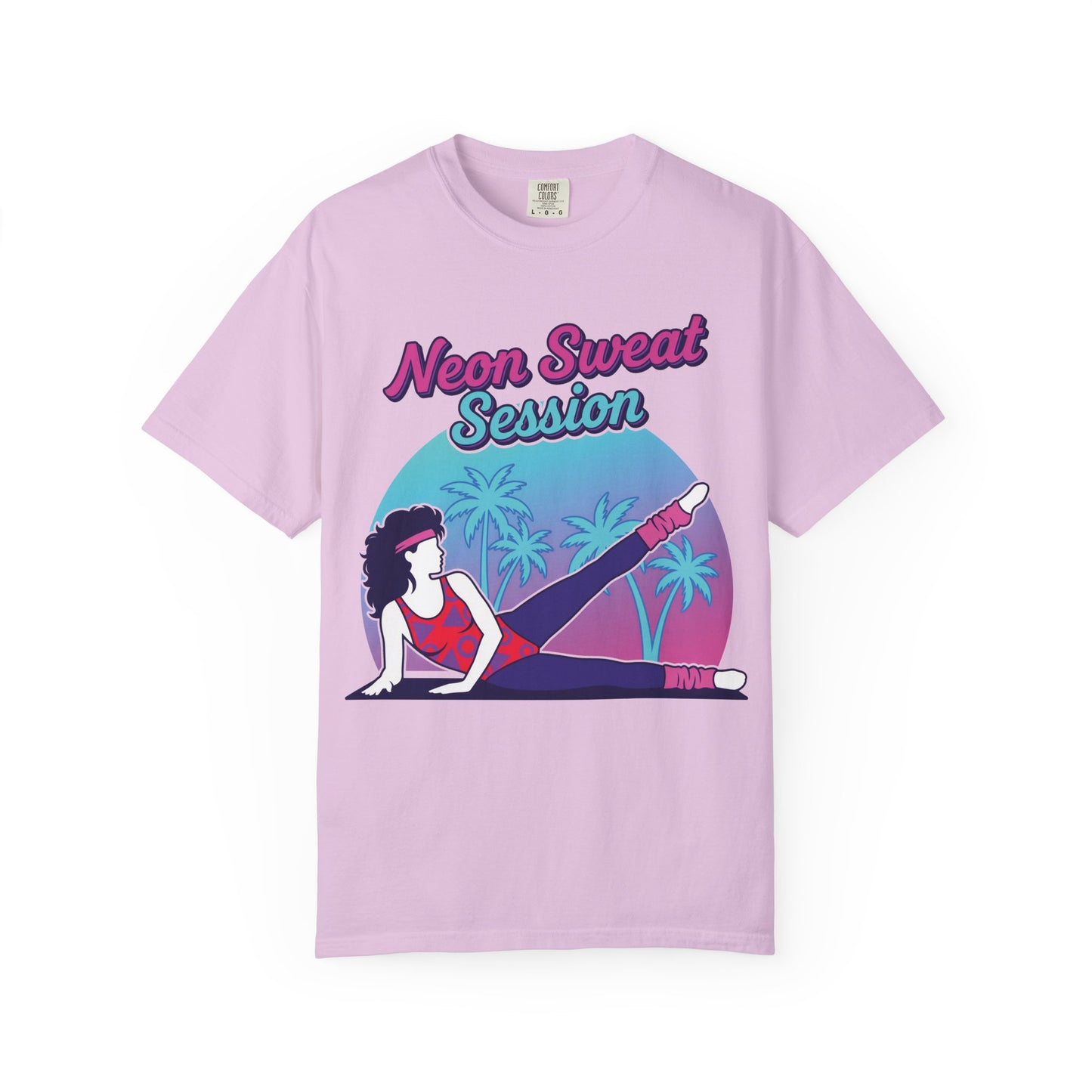 Neon Sweat Session Retro 80s Aerobics Graphic Tee | Vintage Workout Shirt