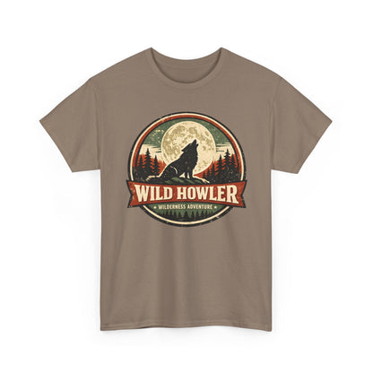 Howling Wolf Vintage Badge Tee | Full Moon Wilderness Shirt | Nature Lover Gift