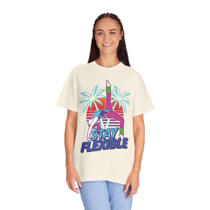 Stay Flexible Retro 80s Backbend Graphic Tee | Vintage Workout Shirt Women