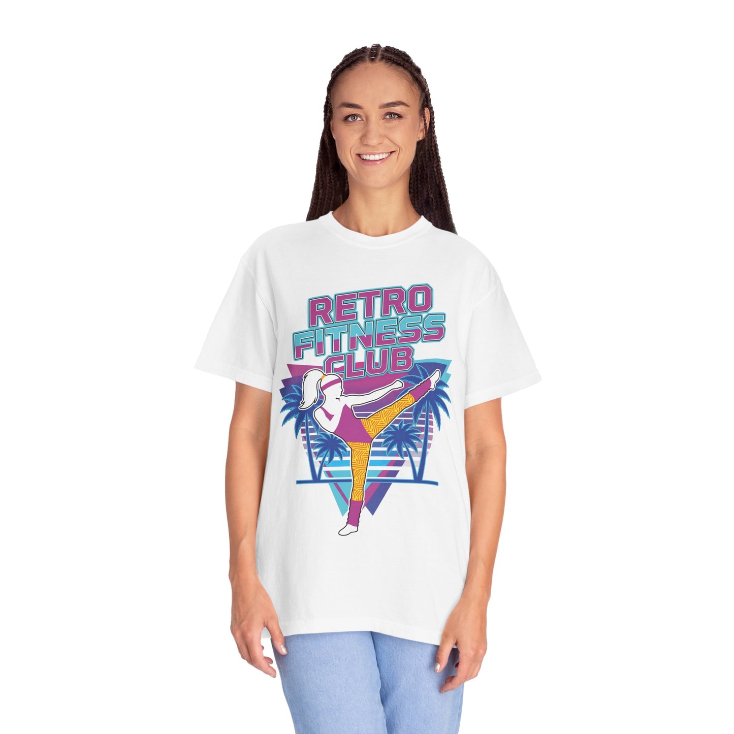 Retro Fitness Club High Kick 80s Tee | Vintage Aerobics Shirt Women