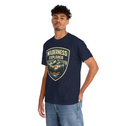 Wilderness Explorer Shield badge Tee | Retro Outdoor Adventure design | Hiking