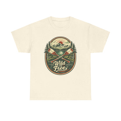 Wild and Free Badge Tee | Vintage Adventure Shirt | Outdoor Explorer Gift