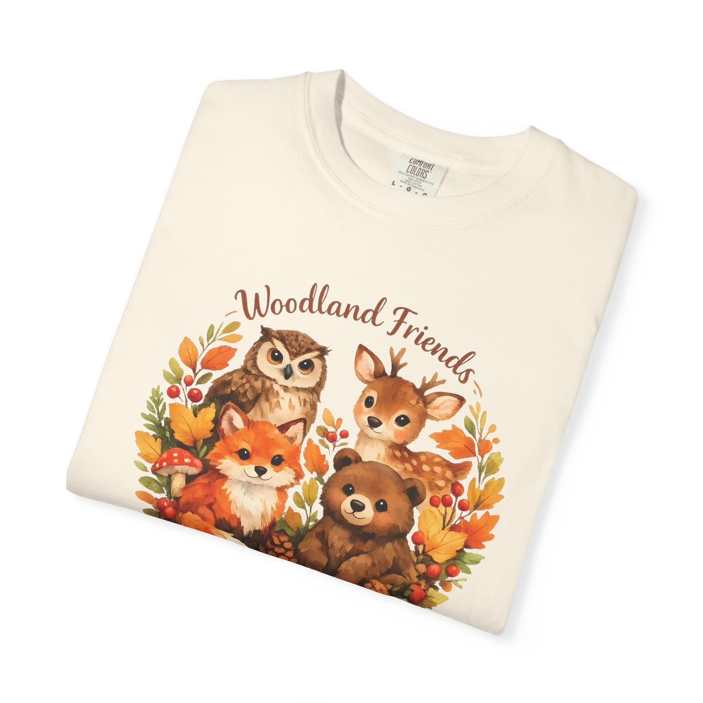 Woodland Friends Badge Watercolor Tee | Fox Bear Deer Owl Shirt | Nature Lover Gift
