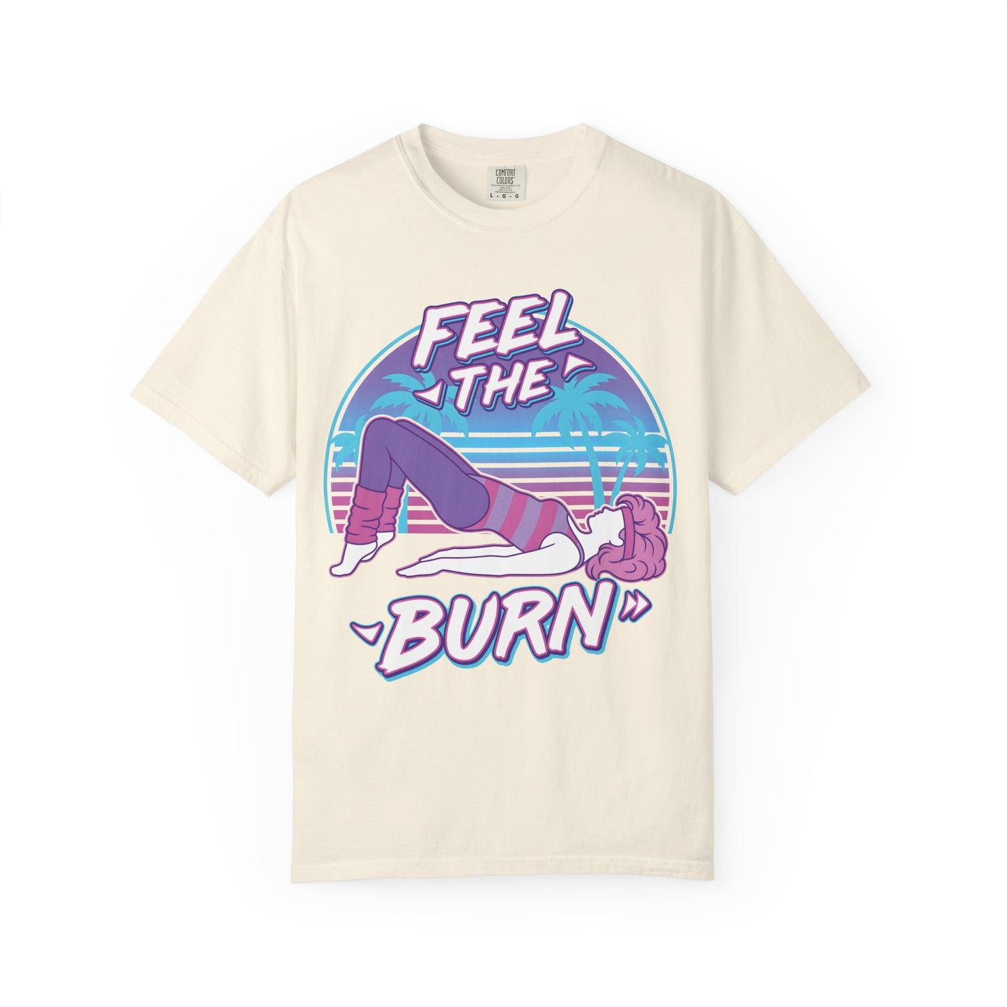 Feel the Burn Retro 80s Glute Thrust Pose Graphic Tee | Vintage Workout Shirt