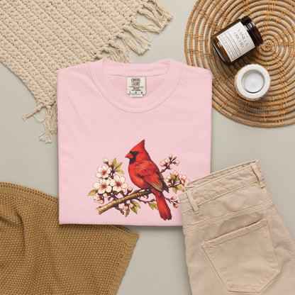 Cardinal Botanical Tee | Vintage Bird Art Shirt | Bird Watcher Gift