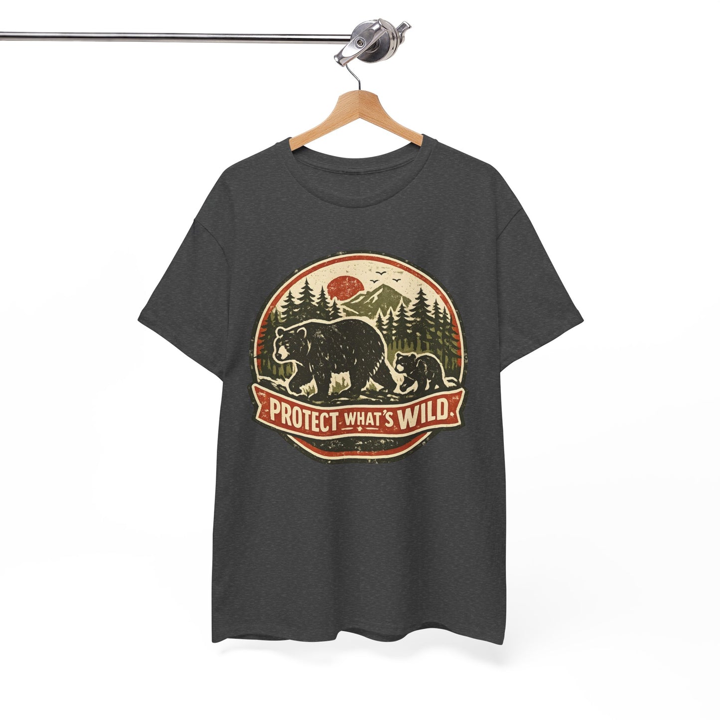 Bear and Cub Retro Badge Tee | Protect What's Wild | Wildlife Lover Gift | Unisex