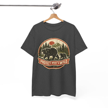 Bear and Cub Retro Badge Tee | Protect What's Wild | Wildlife Lover Gift | Unisex
