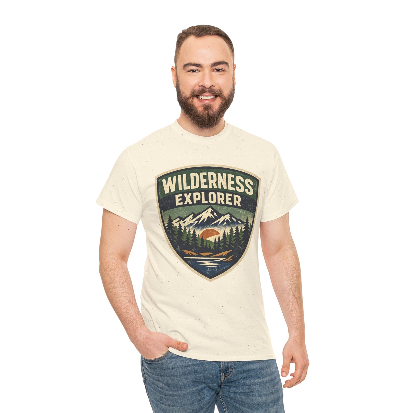 Wilderness Explorer Shield badge Tee | Retro Outdoor Adventure design | Hiking