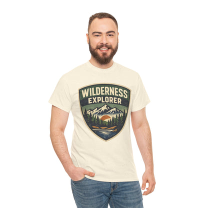 Wilderness Explorer Shield badge Tee | Retro Outdoor Adventure design | Hiking