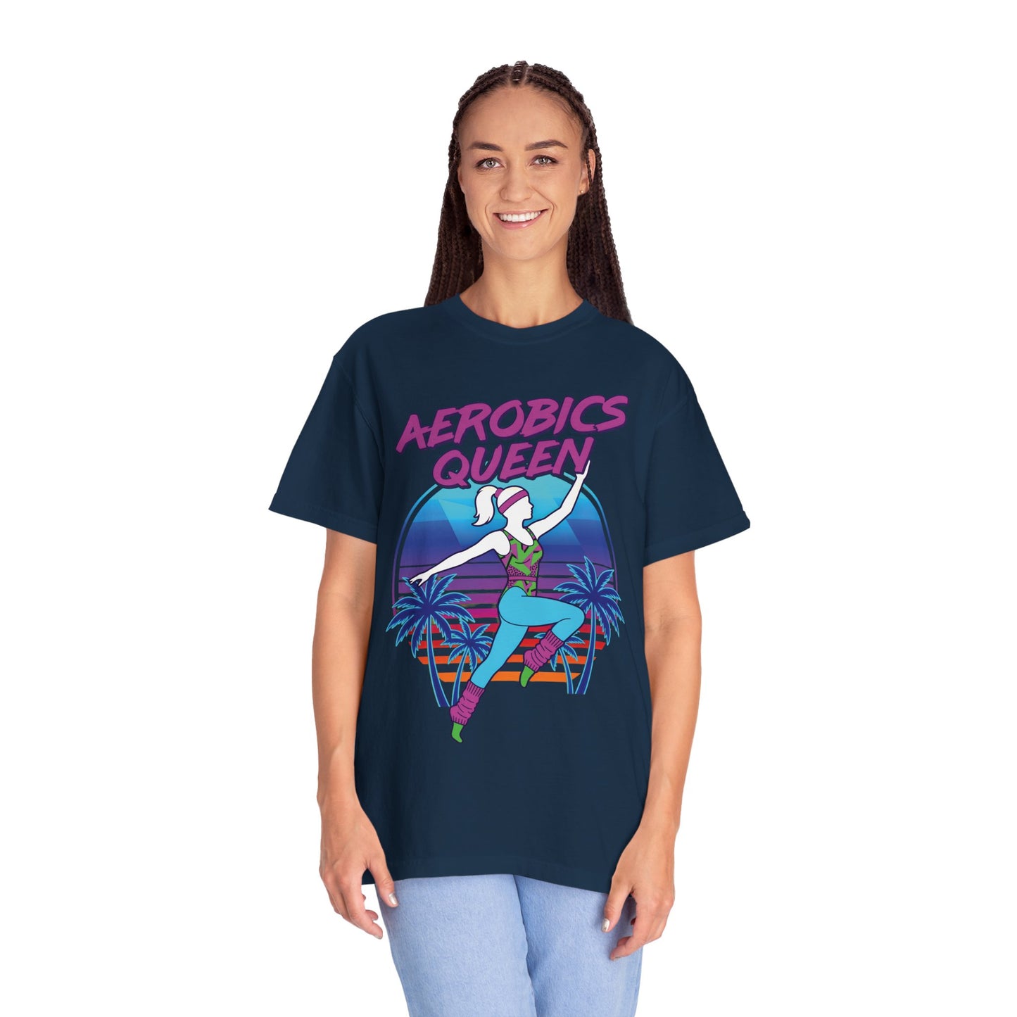 Aerobics Queen Retro 80s Dance Graphic Tee | Vintage Workout Shirt Women