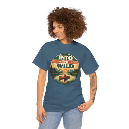 Into the Wild Canoe Badge Tee | Vintage Outdoor Graphic Shirt | Camping Adventure Gift