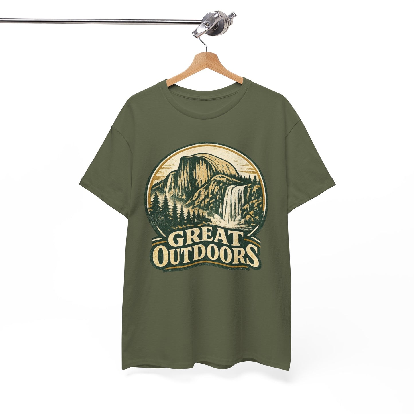 Great Outdoors Retro Badge Tee | Yosemite Half Dome Graphic Shirt | Camping Gift