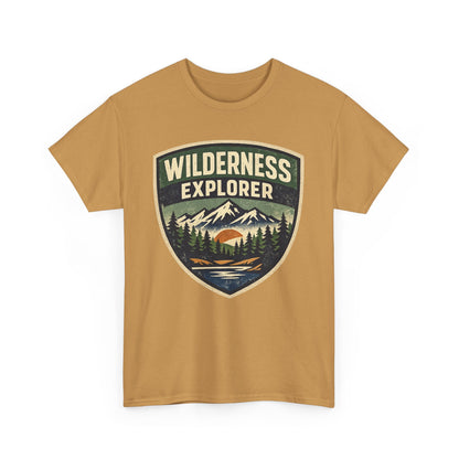 Wilderness Explorer Shield badge Tee | Retro Outdoor Adventure design | Hiking