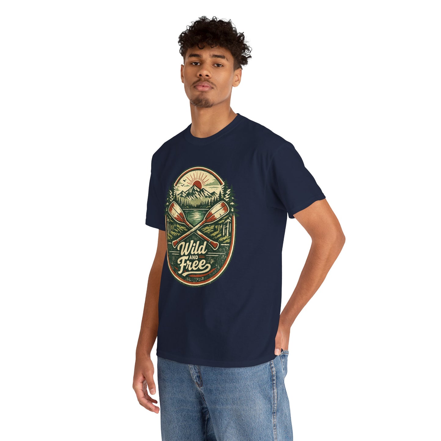 Wild and Free Badge Tee | Vintage Adventure Shirt | Outdoor Explorer Gift