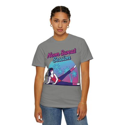 Neon Sweat Session Retro 80s Aerobics Graphic Tee | Vintage Workout Shirt