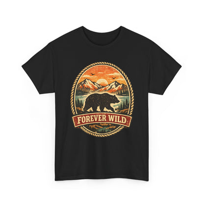 Grizzly Bear Forever Wild Badge Tee | Vintage National Park Shirt | Nature Lover Gift