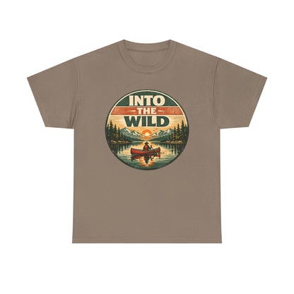 Into the Wild Canoe Badge Tee | Vintage Outdoor Graphic Shirt | Camping Adventure Gift