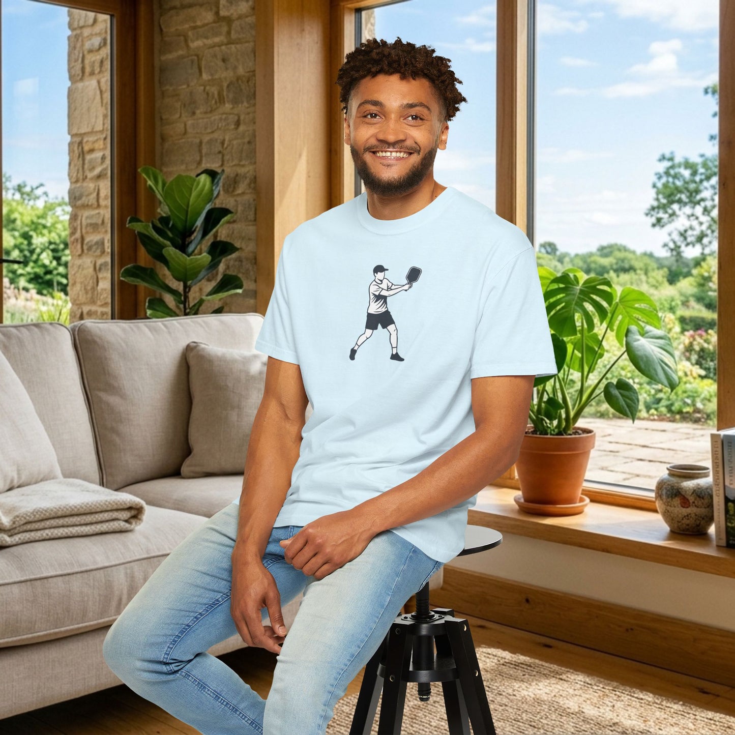 Pickleball Player Silhouette Tee Pickler Minimalist Men's Graphic Shirt