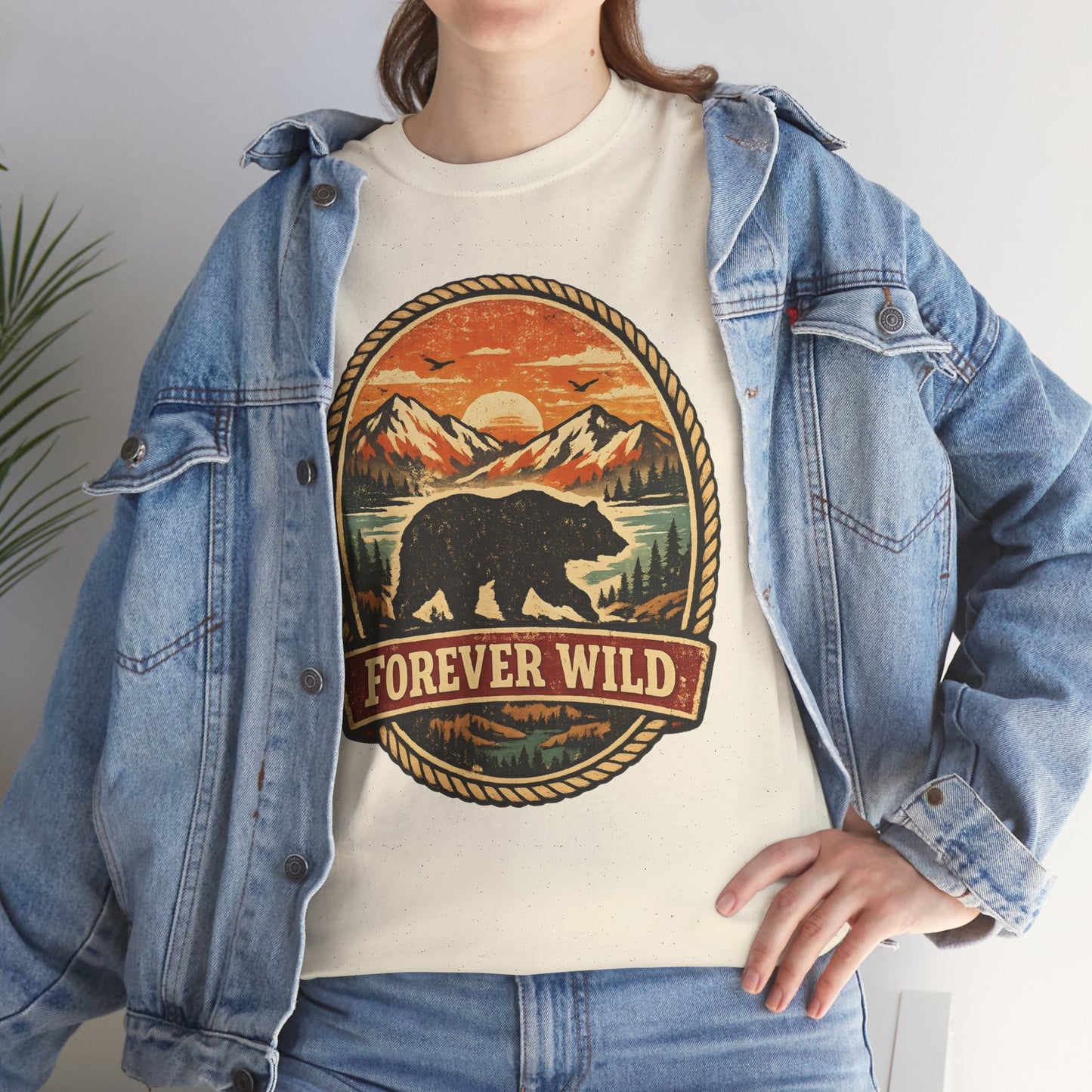 Grizzly Bear Forever Wild Badge Tee | Vintage National Park Shirt | Nature Lover Gift