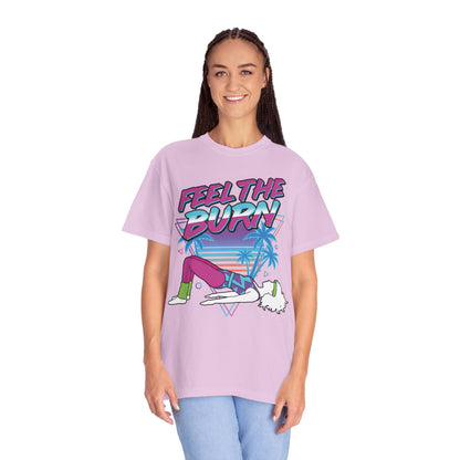 Feel the Burn Neon 80s Aerobics Graphic Tee | Retro Workout Shirt Women