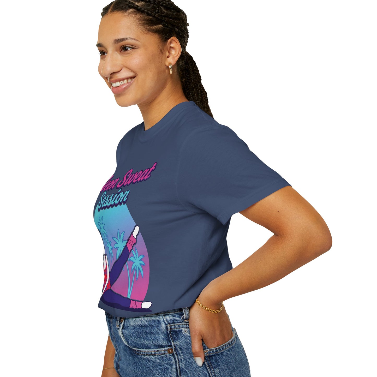 Neon Sweat Session Retro 80s Aerobics Graphic Tee | Vintage Workout Shirt