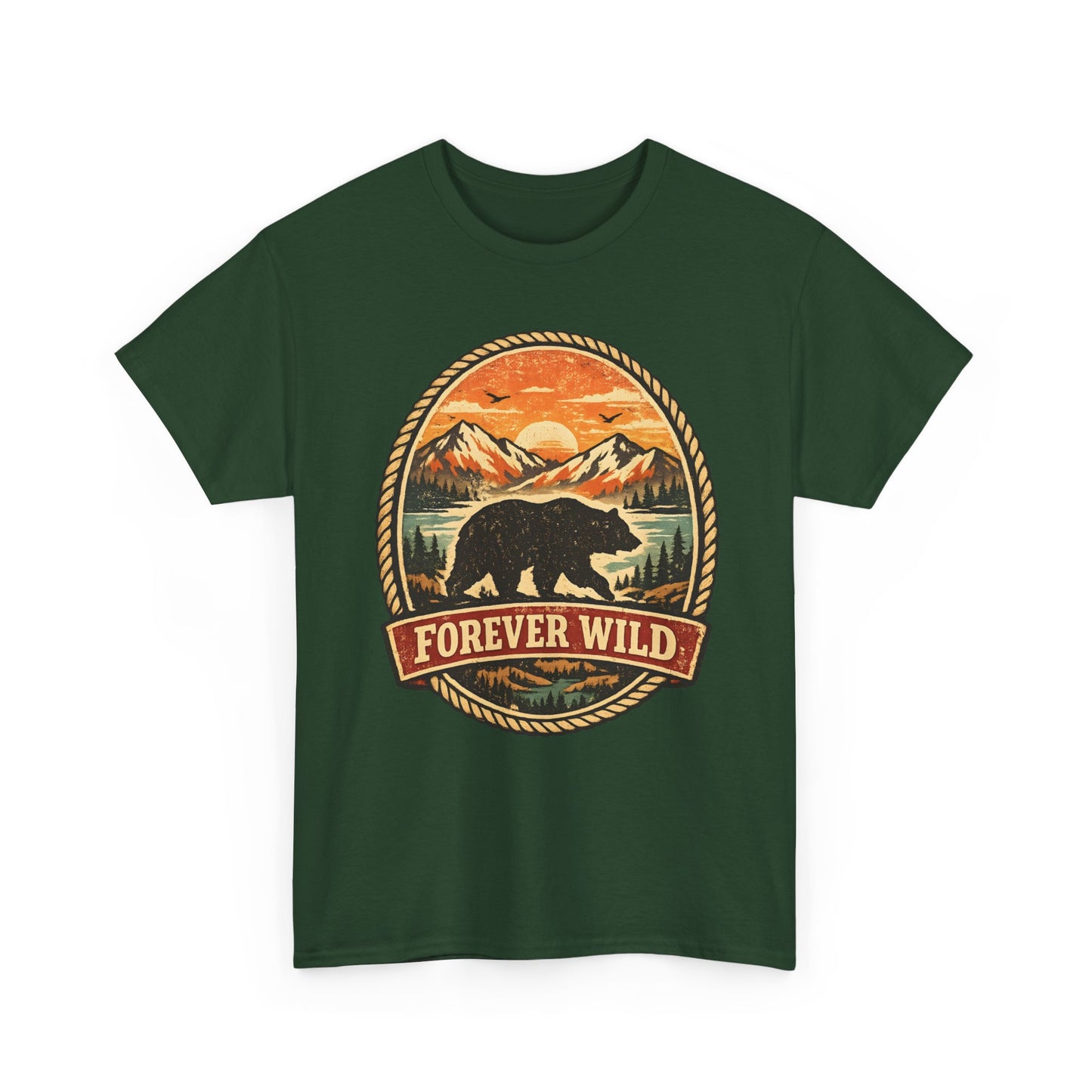 Grizzly Bear Forever Wild Badge Tee | Vintage National Park Shirt | Nature Lover Gift