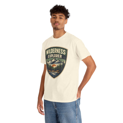Wilderness Explorer Shield badge Tee | Retro Outdoor Adventure design | Hiking