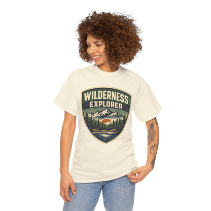 Wilderness Explorer Shield badge Tee | Retro Outdoor Adventure design | Hiking