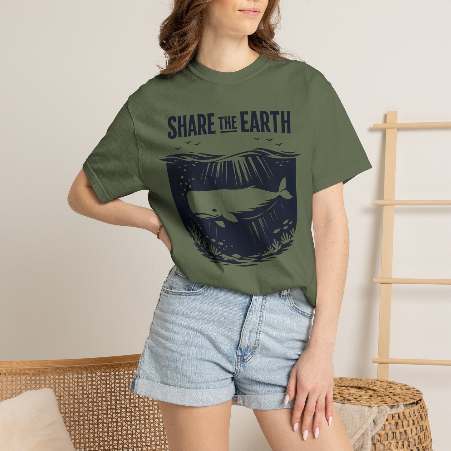 Whale Conservation Tee | Share the Earth Graphic Shirt | Ocean Wildlife Gift | Unisex