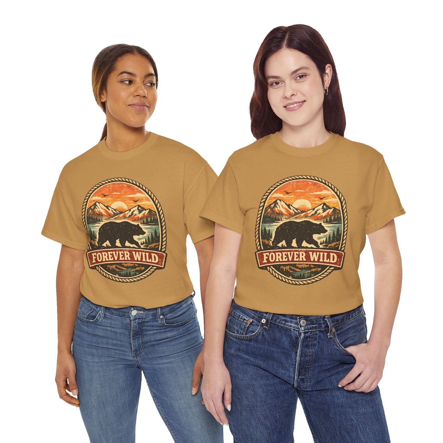 Grizzly Bear Forever Wild Badge Tee | Vintage National Park Shirt | Nature Lover Gift