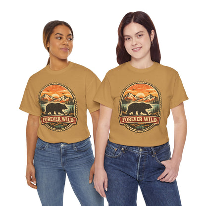 Grizzly Bear Forever Wild Badge Tee | Vintage National Park Shirt | Nature Lover Gift