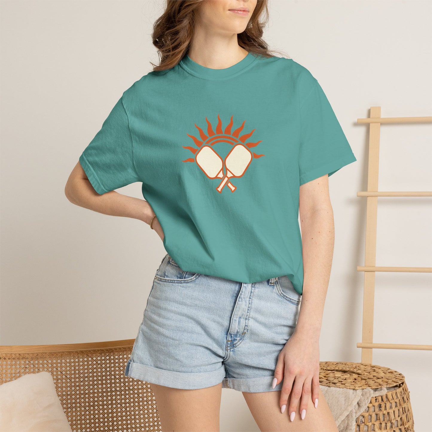 Pickleball Sun Badge Tee Pickler Vintage Minimalist Unisex Shirt