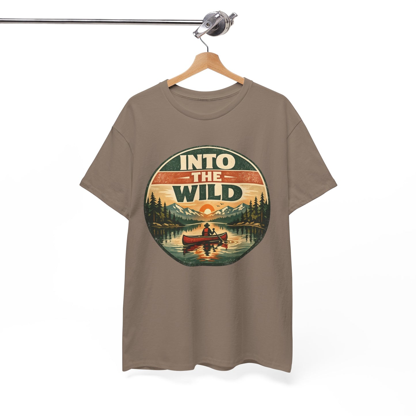 Into the Wild Canoe Badge Tee | Vintage Outdoor Graphic Shirt | Camping Adventure Gift