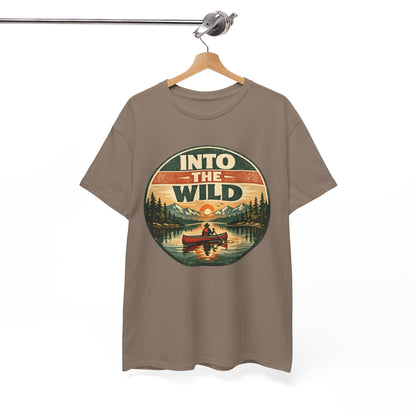 Into the Wild Canoe Badge Tee | Vintage Outdoor Graphic Shirt | Camping Adventure Gift