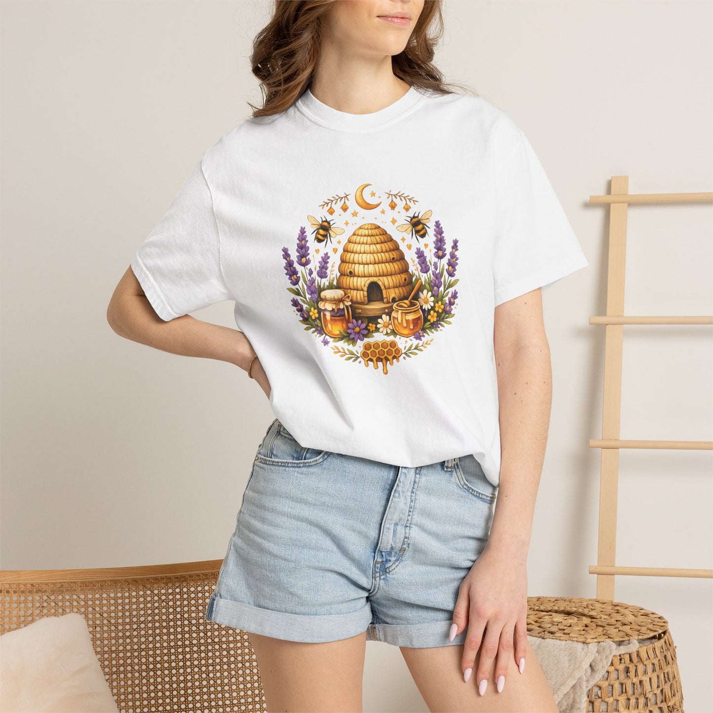 Beehive Honey and Lavender Tee | Vintage Nature Art Shirt | Botanical Garden Gift