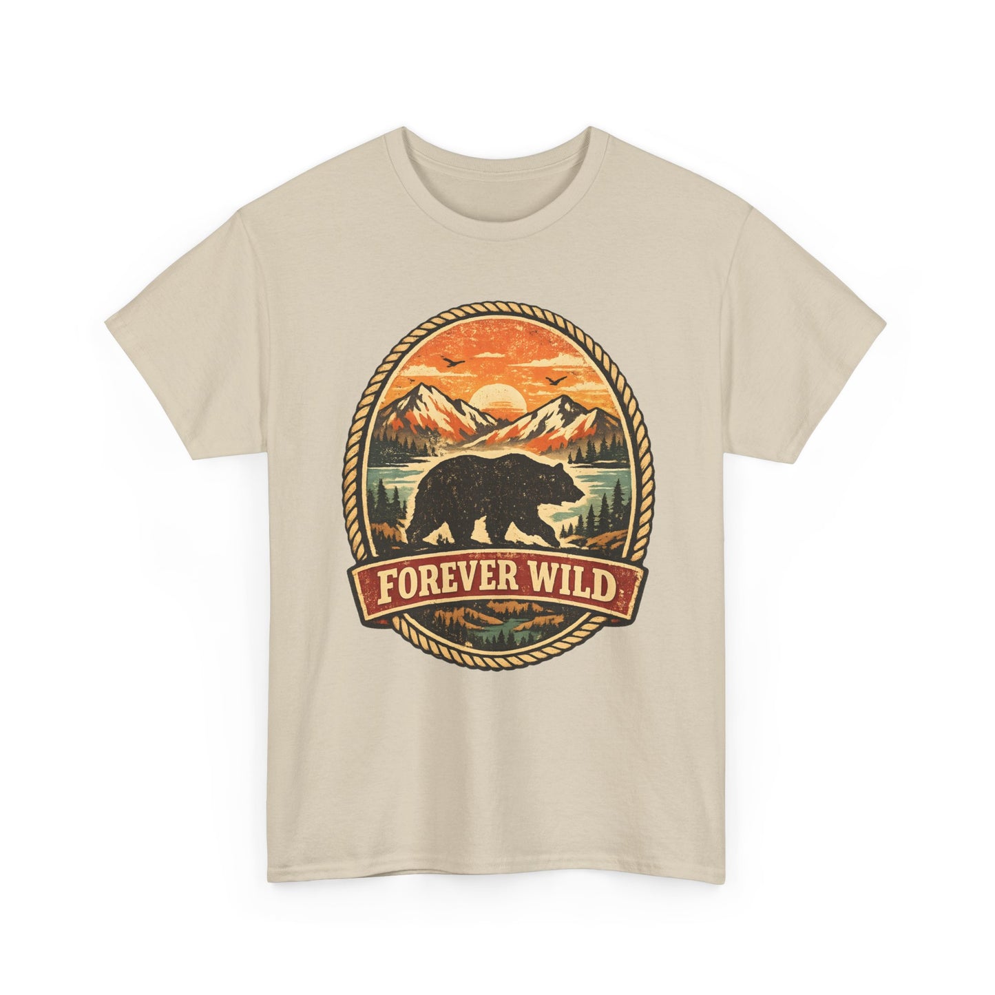 Grizzly Bear Forever Wild Badge Tee | Vintage National Park Shirt | Nature Lover Gift