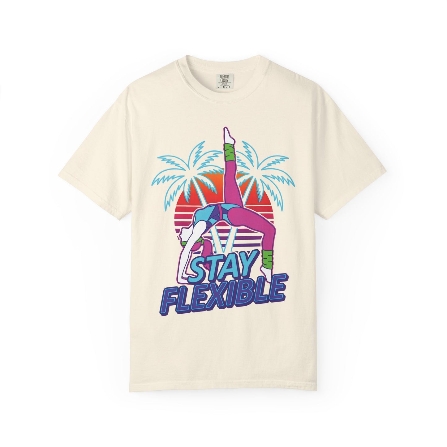 Stay Flexible Retro 80s Backbend Graphic Tee | Vintage Workout Shirt Women