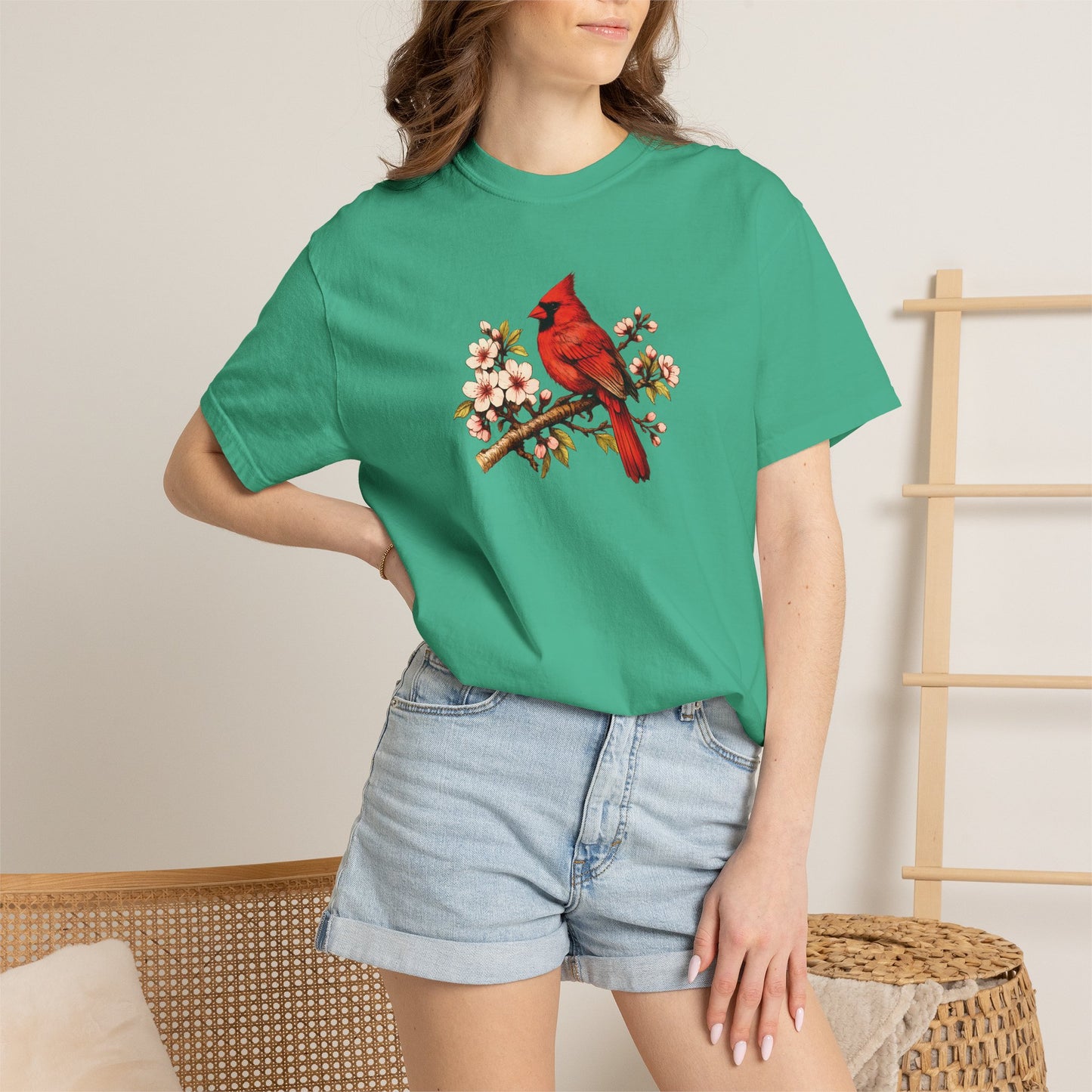 Cardinal Botanical Tee | Vintage Bird Art Shirt | Bird Watcher Gift