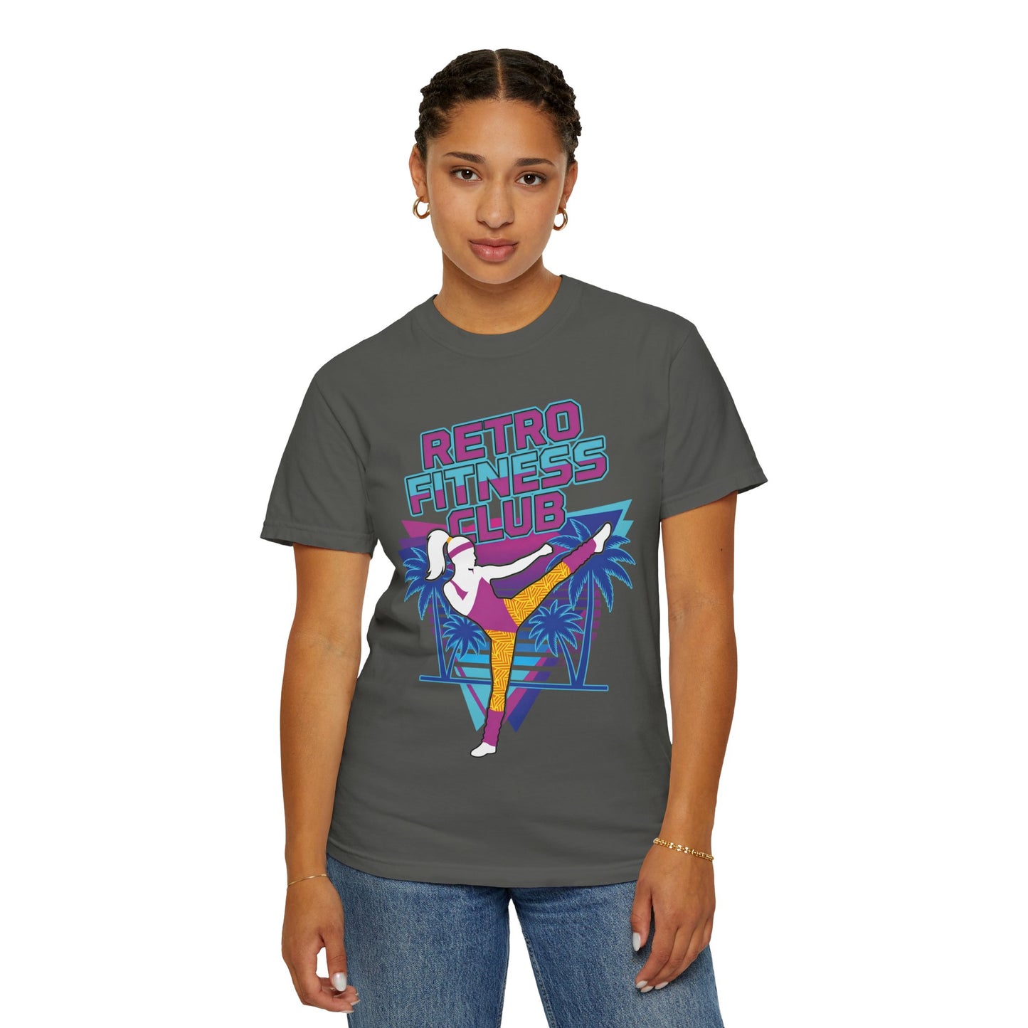 Retro Fitness Club High Kick 80s Tee | Vintage Aerobics Shirt Women