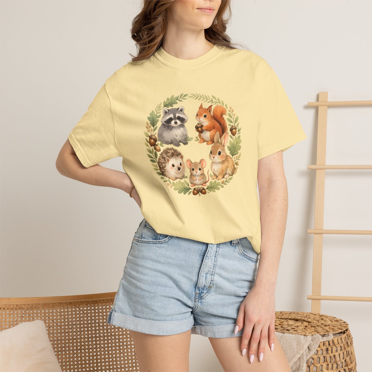 Woodland Animals Circle Watercolor Tee | Forest Creature Gift Shirt | Nature Lover
